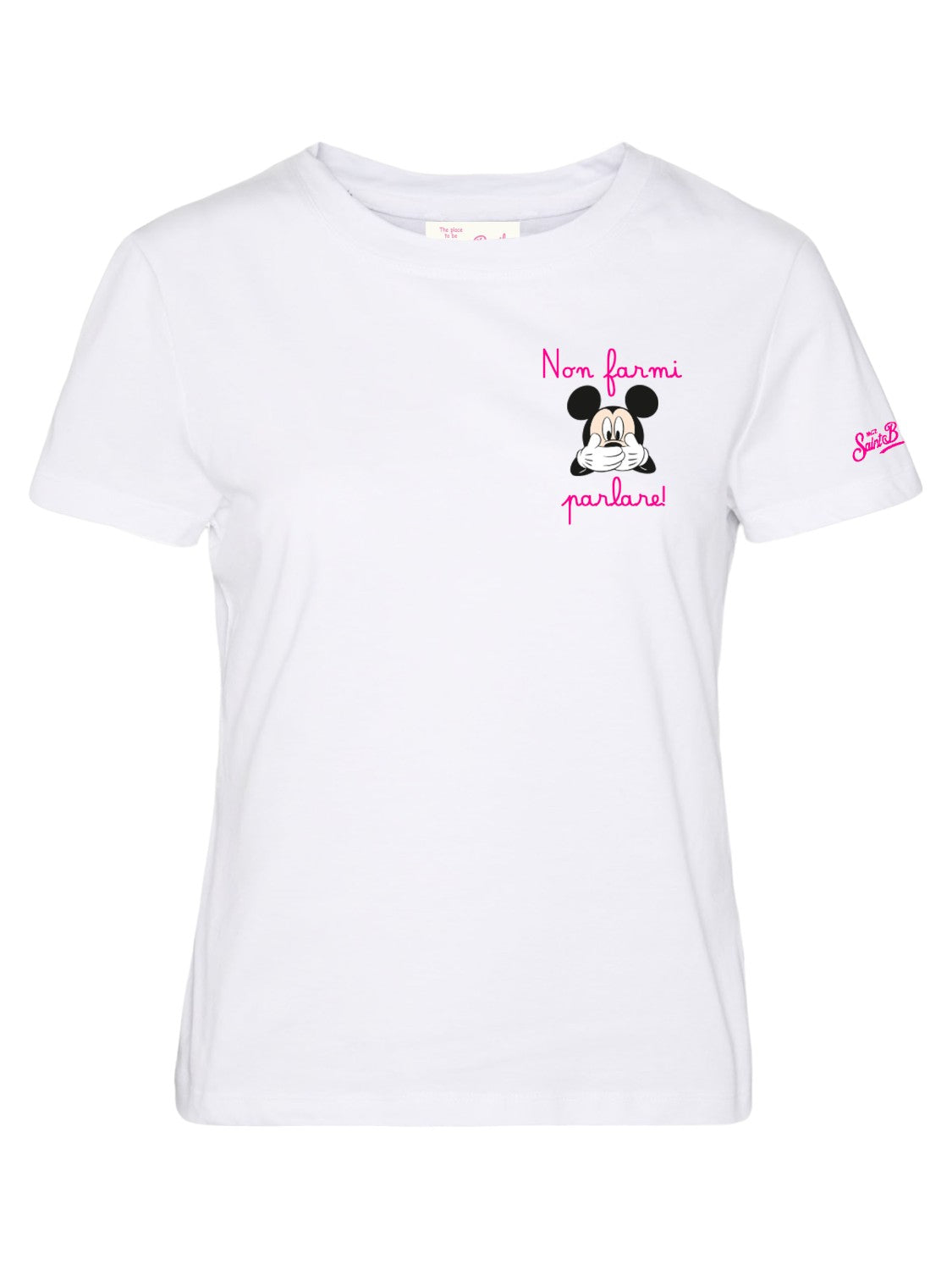 T-shirt Saint Barth in Cotone con Stampa "Non farmi parlare" e Mickey Mouse-Mc2 Saint Barth-T-shirt-Vittorio Citro Boutique